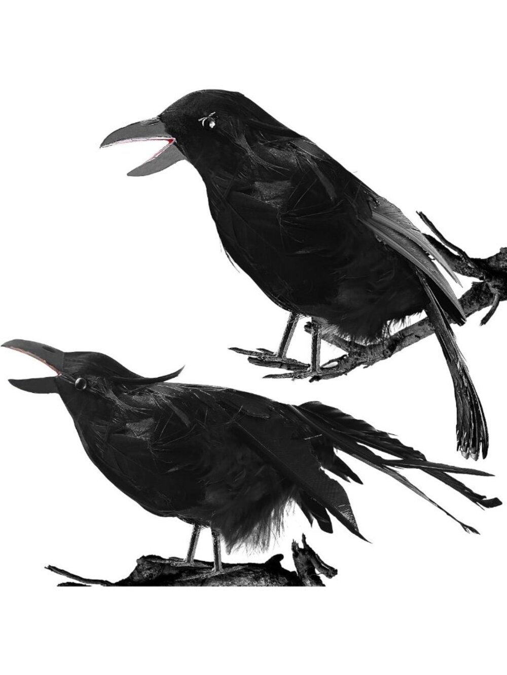 Realistic Black Crow Halloween Decor - Spooky Ravens Prop for Indoor & Outdoor